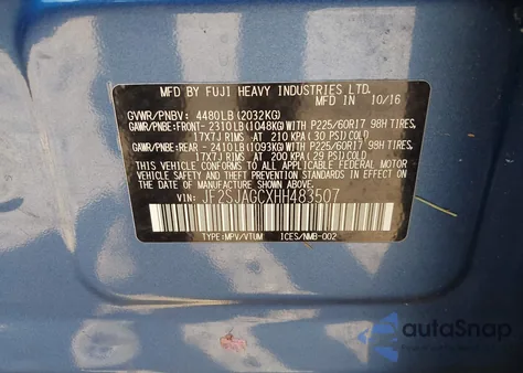 2017 Subaru Forester 2.5I Premium from USA, damaged, VIN JF2SJAGCXHH483507